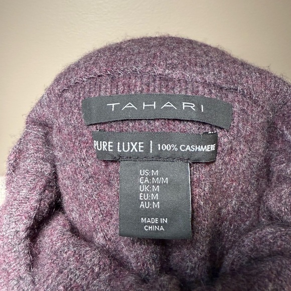Tahari Heathered 100% Cashmere Purple Cowl Neck Sweater - Picture 2 of 6